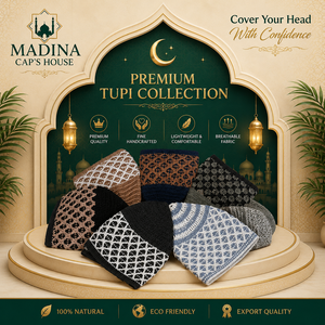 หมวกมุสลิม MADINA CAP'S HOUSE พรีเมียม ถักปักมือ ปรับขนาดได้ สีพื้น ผ้าฝ้ายระบายอากาศ สำหรับผู้ชายทุกคน - Product Image 3