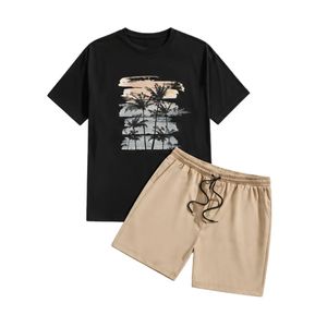 Premium Quality Men T-Shirt and Shorts <b>Set</b> Casual Summer Two Piece Beach Wear Cotton Breathable Graphic Streetwear <b>Sets</b> - Product Image 1
