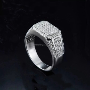 Men's Fancy Band <b>Ring</b> 925 Sterling Silver Prong Engagement Rhodium Plated Hip Hop <b>Iced</b> Cut Diamond Wedding Anniversary Gift - Product Image 4