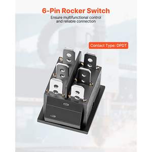 Interrupteur à bascule DPDT momentané à 6 broches, 3 positions (ON)-Off-(ON), interrupteur de inversion de polarité, AC 250V/16A 125V/20A pour voiture, bateau - Product Image 4