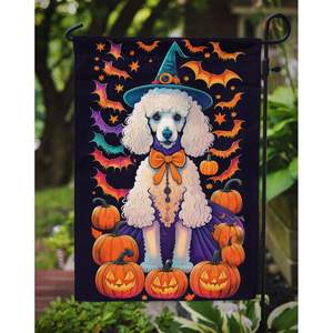 ธงประดับสวนฮาโลวีนหลากสีสำหรับชานบ้านและเตียงดอกไม้แบนเนอร์ตกแต่งสวนพุดเดิ้ลมาตรฐานสีขาว - Product Image 3