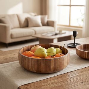 Plat à fruits domestique en bois d'acacia massif, polyvalent pour fruits, crème glacée, fruits secs et céréales - Product Image 5