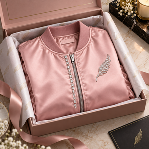 Chaqueta Bomber de Satén de Lujo para Hombre con Decoración de Pedrería Brillante, Acabado Suave Premium, Chaqueta Elegante para Eventos y Fiestas - Product Image 5