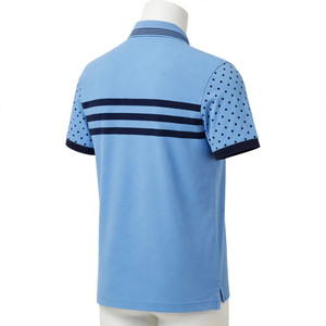 Polo Azul Cielo de Alta Calidad, Personalizable, Transpirable, con Bandas Horizontales en el Pecho, Mangas con Puntos, Tejido de Piqué de Algodón NEXTEX - Product Image 3
