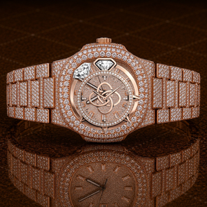 Montre en diamant moissanite avec logo personnalisé, montre de luxe pour homme, entièrement sertie de pierres VVS, bracelet en pierres - Product Image 1