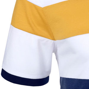 Mens Color Block <b>Polo</b> Shirt <b>White</b> Blue Yellow Stripe Short Sleeve Breathable Cotton Blend Casual Wear - Product Image 5