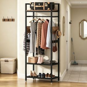 Appendiabiti a Doppio Livello Autoportante in Metallo e Ferro per Armadio e Soggiorno, Versatile Soluzione per Conservare Vestiti e Scarpe - Product Image 5