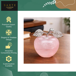 Objeto Decorativo de Lujo Moderno de Ónix con Forma de Manzana, Estilo Feng Shui, con Hojas de Cristal Plateadas, para Decoración del Hogar u Oficina - Product Image 4