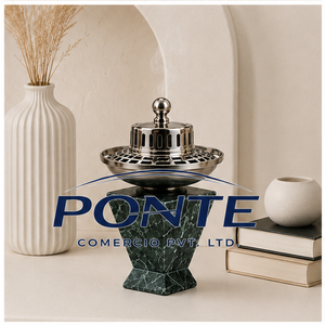 Quemador de incienso moderno de mármol verde natural y metal, hecho a mano, para Bakhoor árabe, para decoración del hogar y uso religioso. - Product Image 2