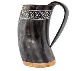 Corne à boire Viking gravée et polie, en corne de buffle naturelle, faite à la main, avec logo personnalisé, pour bière médiévale et hydromel portable - Product Image 4