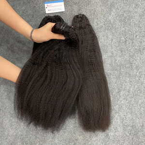 Wholesale Vietnamese Raw Kinky Straight Hair Extensions Machine Weft 100% Human Hair Double Drawn <b>Thick</b> Full Ends High Quality - Product Image 2