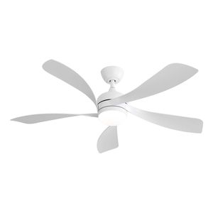 Ventilatore da soffitto moderno reversibile da 52 pollici con motore DC, 5 pale in ABS e luci LED con telecomando, bianco, per camera da letto - Product Image 1