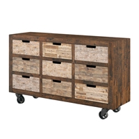 Meuble de rangement moderne en bois de manguier massif pour salon, 5+ tiroirs, roulettes, artisanal, durable, meubles pour la maison
