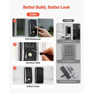 Set Maniglia Serratura Porta con Ingresso Senza Chiave, Touchpad Elettronico, Serratura a Cilindro IC, Codici Utente Personalizzabili, Ingresso con Chiave, Scheda di Memoria - Product Image 5