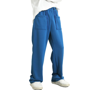 Wholesale <b>Men</b> Cotton Fleece Joggers Casual Sweatpants <b>Elastic</b> Waist Drawstring Long <b>Trousers</b> Custom Logo Bulk Order Loungewear - Product Image 1
