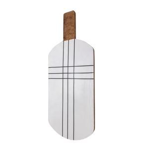 Planche à découper carrée en bois avec motif géométrique noir et blanc, poignée antidérapante, pour restaurant, maison, hôtel. - Product Image 3