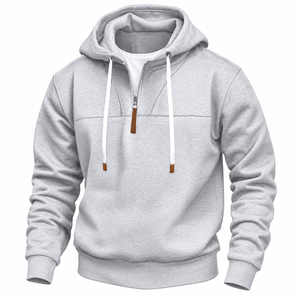 Sudadera Personalizada Unisex Gris con Capucha y Cierre de Cremallera, Felpa Francesa de Algodón, Corte Holgado Informal, Logotipo Frontal, Estilo Urbano de Invierno - Product Image 5