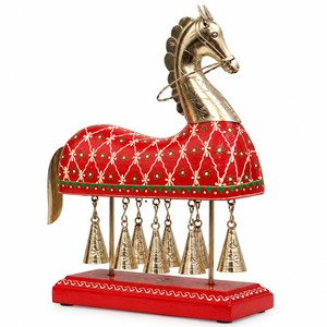 Handcrafted Wooden 10 Bell Horse <b>Decor</b> | Hand Painted <b>Indian</b> Horse Figurine | Traditional Rajasthani Tabletop <b>Home</b> <b>Decor</b> - Product Image 4