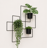 Ensemble de jardinières murales en métal géométrique moderne, revêtement poudré, support mural minimaliste en fer pour plantes d'intérieur