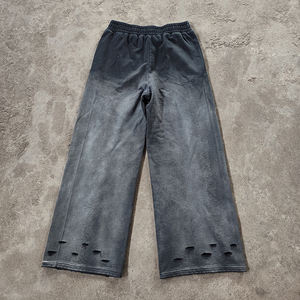 Pantalon de survêtement streetwear personnalisé en molleton bouclette, effet délavé soleil, coupe ample, délavé à l'acide, vintage, avec strass, pour homme - Product Image 6