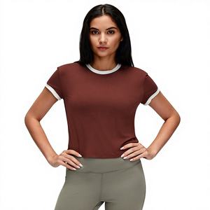 Solid Color Breathable <b>T</b>-<b>shirt</b> Quick-drying Regular <b>Yoga</b> Wear Short-sleeved Fitness Top Outdoor Running Sports Clothes Front - Product Image 4