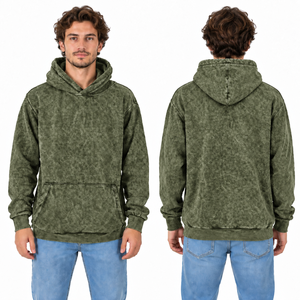 Men's Washed Cotton Fleece Anti-shrink <b>Hoodie</b> Regular Fit Solid <b>Orange</b> Casual Pullover with Front Logo and Pocket Autumn Wear - Product Image 2