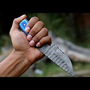 Couteau d'extérieur en acier Damas avec manche en bois pour le camping et la chasse, prix d'usine, commandes en gros et étiquette privée - Product Image 4