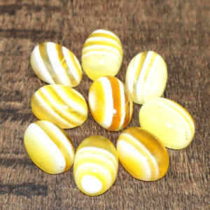 พลอยอะเกตบอตสวานาสีเหลืองธรรมชาติทรงรีขนาด 10x14 มม. สำหรับทำเครื่องประดับ ขายส่งจำนวนมาก - Product Image 1