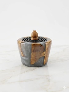 Luxury Resin and Natural Sandalwood Arabic Oud Burner Handmade Bakhoor <b>Incense</b> <b>Holder</b> with Contemporary Finish Religious - Product Image 6