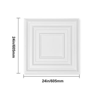 Piastrelle per Soffitto in PVC Premium, Confezione da 12, 24x24, Facili da Installare, Tagliabili, in Plastica, da Incollare per Comode Miglioramenti Domestici - Product Image 2