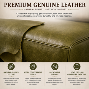 Luxury Genuine Leather Sectional <b>Sofa</b> Modern L-Shaped Couch with Solid Wood Frame for Living Room Apartment Penthouse Hotel - Product Image 5