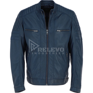Blouson aviateur en cuir véritable pour homme, en peau de mouton véritable, avec logo personnalisé, poignets côtelés, style décontracté, vente en gros, direct usine - Product Image 1