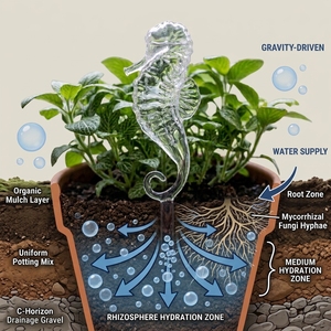 Estacas de Vidrio Hechas a Mano con Forma de Caballito de Mar para Regar Plantas, Bombillas Estéticas de Autorriego para Globos Acuáticos, Regalo Único para Amantes de las Plantas - Product Image 4
