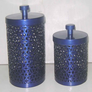 <b>Decorative</b> Pink Purple Paisley Laser Cut Cylindrical Metal Canister Set 2 Powder Coated Stainless Steel Food Grade Storage - Product Image 6
