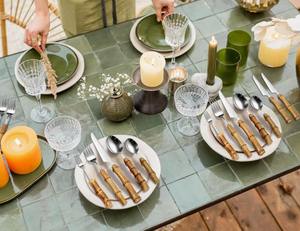 Ensemble de couverts haut de gamme en bambou, 60 pièces, acier inoxydable 18/8, pour 12 personnes, au meilleur prix - Product Image 5