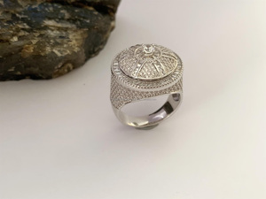 Round Cut Rhodium Plated Prong Setting Cluster Engagement <b>Ring</b> Unique Gift for wife Wedding <b>Ring</b> Anniversary Party Gift for her - Product Image 2
