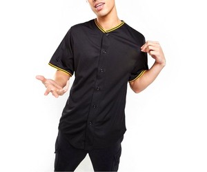 Camiseta de Béisbol Negra para Hombre, Manga Corta, con Cordón Ajustable, Transpirable, de Malla de Poliéster, Corte Regular, para Todas las Temporadas, Color Sólido - Product Image 3