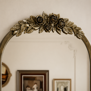 Antique <b>Gold</b> Arched Wall <b>Mirror</b> Floral Rose Crest Decorative Vintage <b>Mirror</b> For Living Room Bedroom Wall Decor - Product Image 4