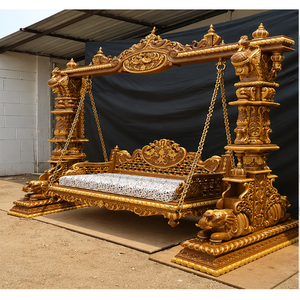 Hand Carved Elephant Design <b>Swings</b>/Jhula High Quality Teak Wood Floor Standing Modern <b>Swing</b> Customized Size Event Use Cheap - Product Image 1