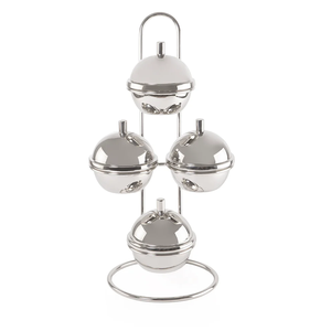 ชุดจานวางเค้กทรงกลมสแตนเลส 4 ชิ้น ใช้ซ้ำได้ - Product Image 1