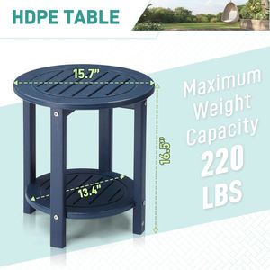 Navy Blue 2-Tier HDPE Adirondack Side Table Weather Resistant Small Outdoor Patio End Table - Product Image 2