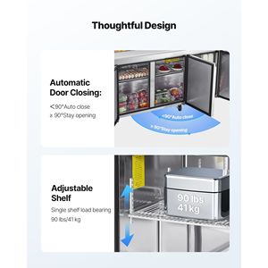 ตู้เย็นครัวเชิงพาณิชย์ขนาด 72 นิ้ว 18.7 คิว โต๊ะเตรียมอาหารแช่เย็น Ft Sandwich Prep Mega Top สำหรับ 18 ถาด ความจุ 18.7 คิวบิกฟุต - Product Image 6