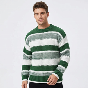 Pull-over en tricot uni vert pour homme, anti-rétrécissement, séchage rapide, manches longues, vêtements d'hiver 2027 - Product Image 1
