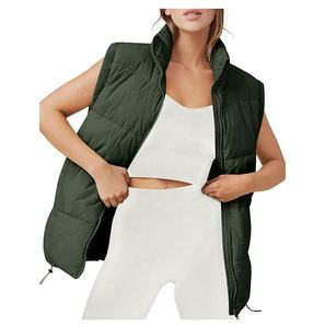 <b>Women's</b> Stand Collar <b>Down</b> <b>Vest</b> Filling Adjustable Hem Winter Winter <b>Women</b> gilet - Product Image 1
