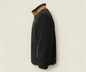 Veste en polaire noire pour homme, fermeture éclair, col montant, vêtement d'hiver décontracté, coupe régulière, doublure en sherpa, manteau épais et chaud - Product Image 6