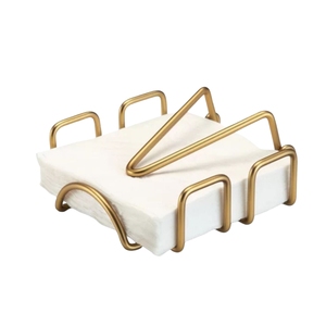 New Decorative Design Powder Gold Polished Iron Napkin Holder For Kitchen Counter Top For Dining <b>Table</b> Decor For Outdoor Dining - Product Image 1