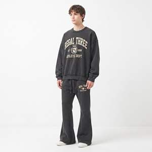 Survêtement évasé en coton épais pour homme, coupe personnalisée, style vintage, sérigraphie, streetwear, fabriqué sur mesure - Product Image 1