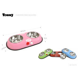 Ciotola doppia per animali domestici Yommy, 38,5 cm, in acciaio inossidabile, per cani e gatti - Product Image 1