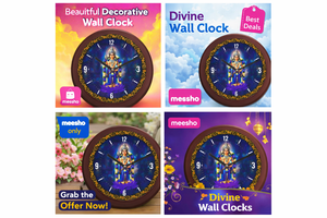 นาฬิกาแขวนผนังควอตซ์เงียบพิมพ์ลายดิจิทัลส่วนตัว ลายพระมูรุกัน ของตกแต่งบ้านและวัด ของขวัญวันแม่ ของขวัญวันรับปริญญา - Product Image 4