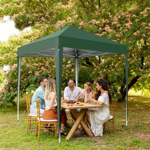 Tenda da Campeggio Pratica 2x2m con Due Porte e Due Finestre, Design Pieghevole ad Angolo Retto, Verde Impermeabile - Product Image 4